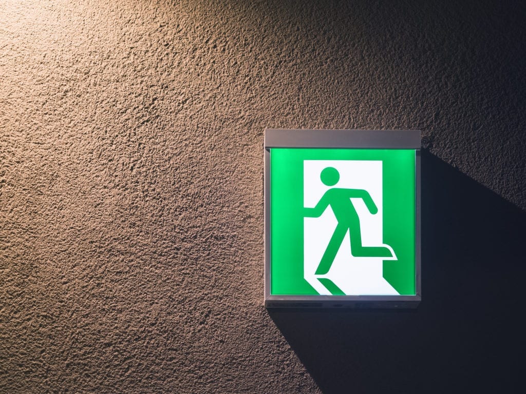 Fire Exit Sign Light Box On Wall Building Safety Signage